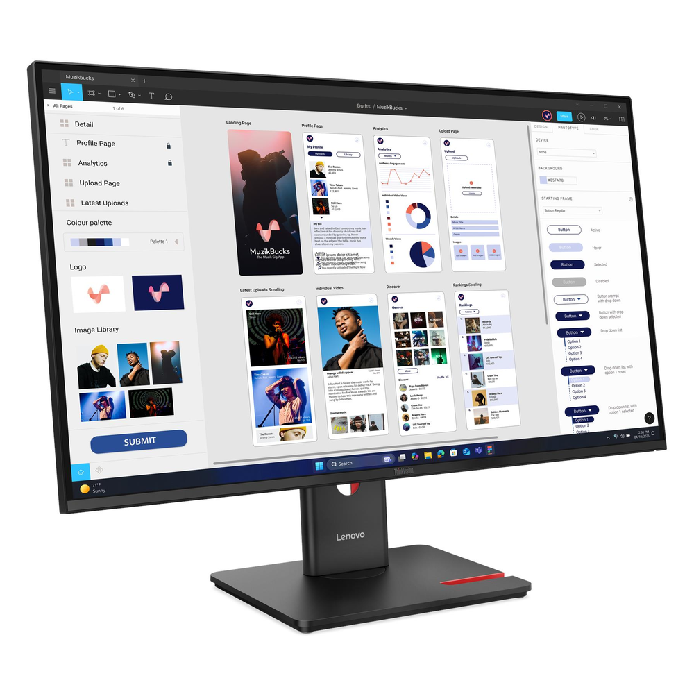 Lenovo ThinkVision T32UD-40 31.5" UHD (3840 x 2160) Monitor, Anti-glare, USB-C, HDMI, RJ45, Height/Tilt/Swivel/Pivot, Adjustable, 3 Year Warranty | 64B0GAT1UK