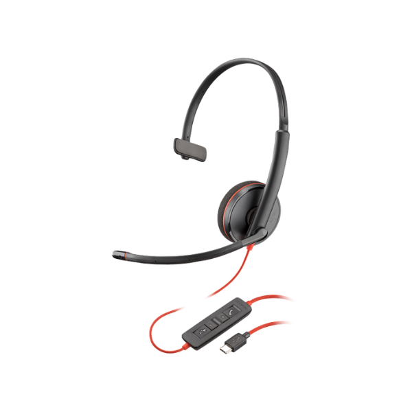 POLY Blackwire 3210 Monaural USB-C Headset + USB-C/A Adapter, 1 Year Warranty | 8X214A6