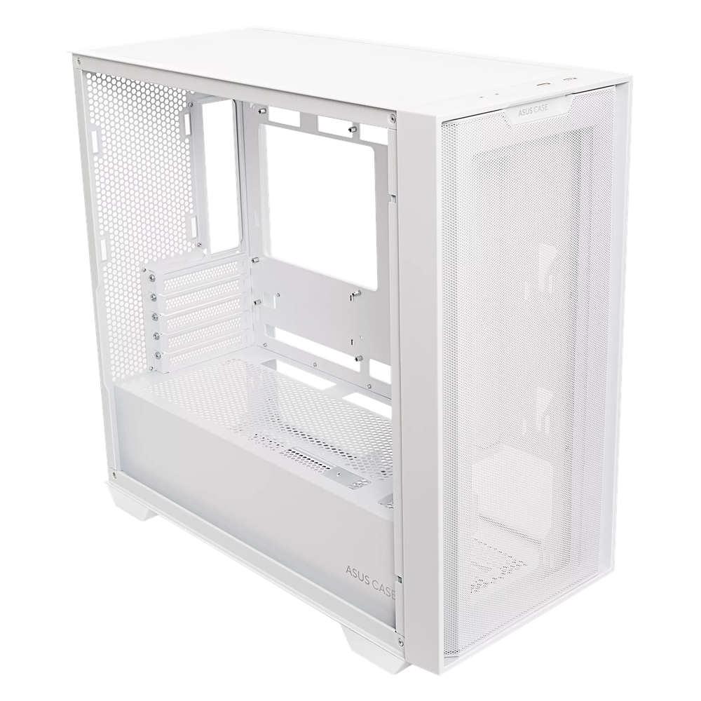Asus A21 mATX PC Case, Tempered Glass Panel, 380mm GPU Support, USB 3.2 Gen 1, Ample Cable Management, White, 1 Year Warranty | 90DC00H3-B09010