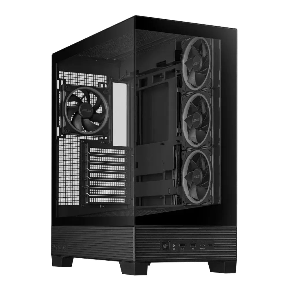 Asus A31 PLUS Mid Tower-ATX PC Case, Tempered Glass Side & Front Panel, 380mm GPU Support, 4 x 120 mm AR GB Fans, USB 3.2 Gen 2, Ample Cable Management, Black, 1 Year Warranty | 90DC00R0-B19000