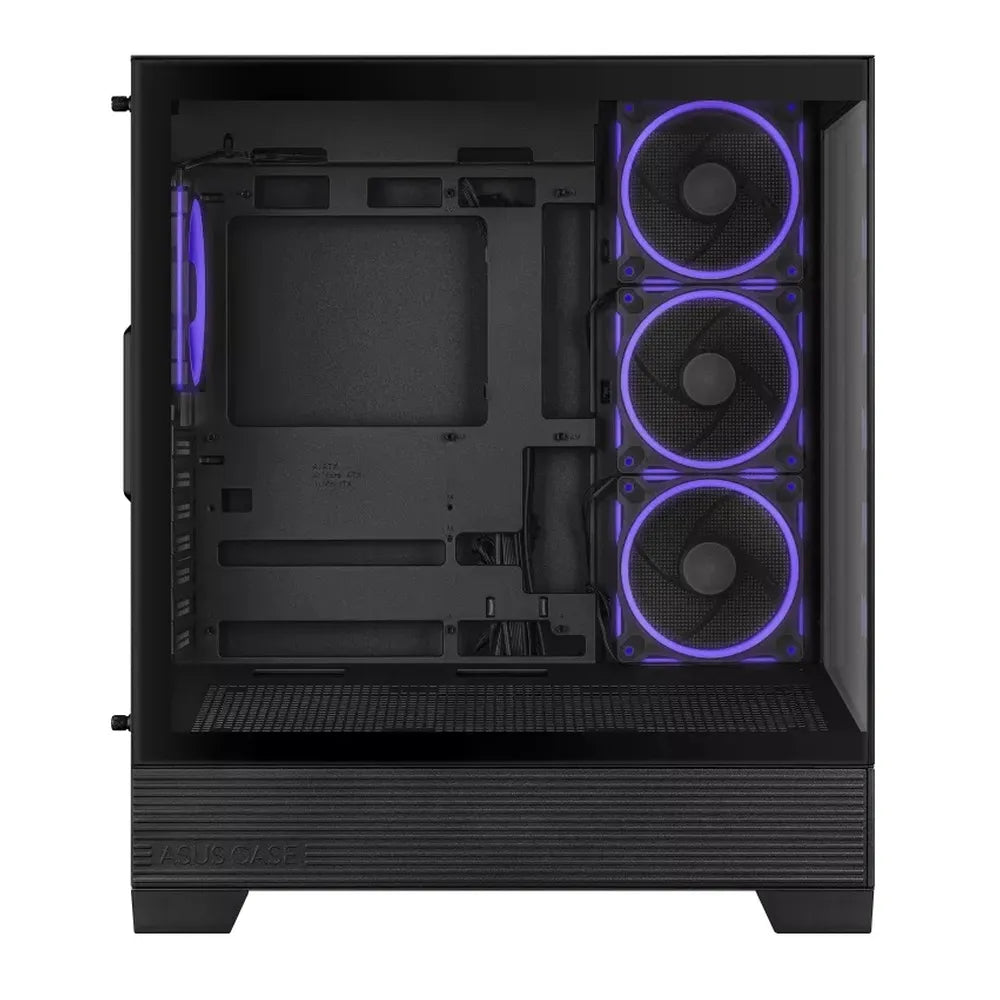 Asus A31 PLUS Mid Tower-ATX PC Case, Tempered Glass Side & Front Panel, 380mm GPU Support, 4 x 120 mm AR GB Fans, USB 3.2 Gen 2, Ample Cable Management, Black, 1 Year Warranty | 90DC00R0-B19000