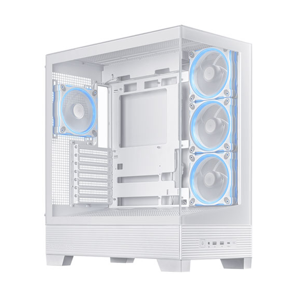 Asus A31 PLUS Mid Tower-ATX PC Case, Tempered Glass Side & Front Panel, 380mm GPU Support, 4 x 120 mm AR GB Fans, USB 3.2 Gen 2, Ample Cable Management, White, 1 Year Warranty | 90DC00R3-B19000