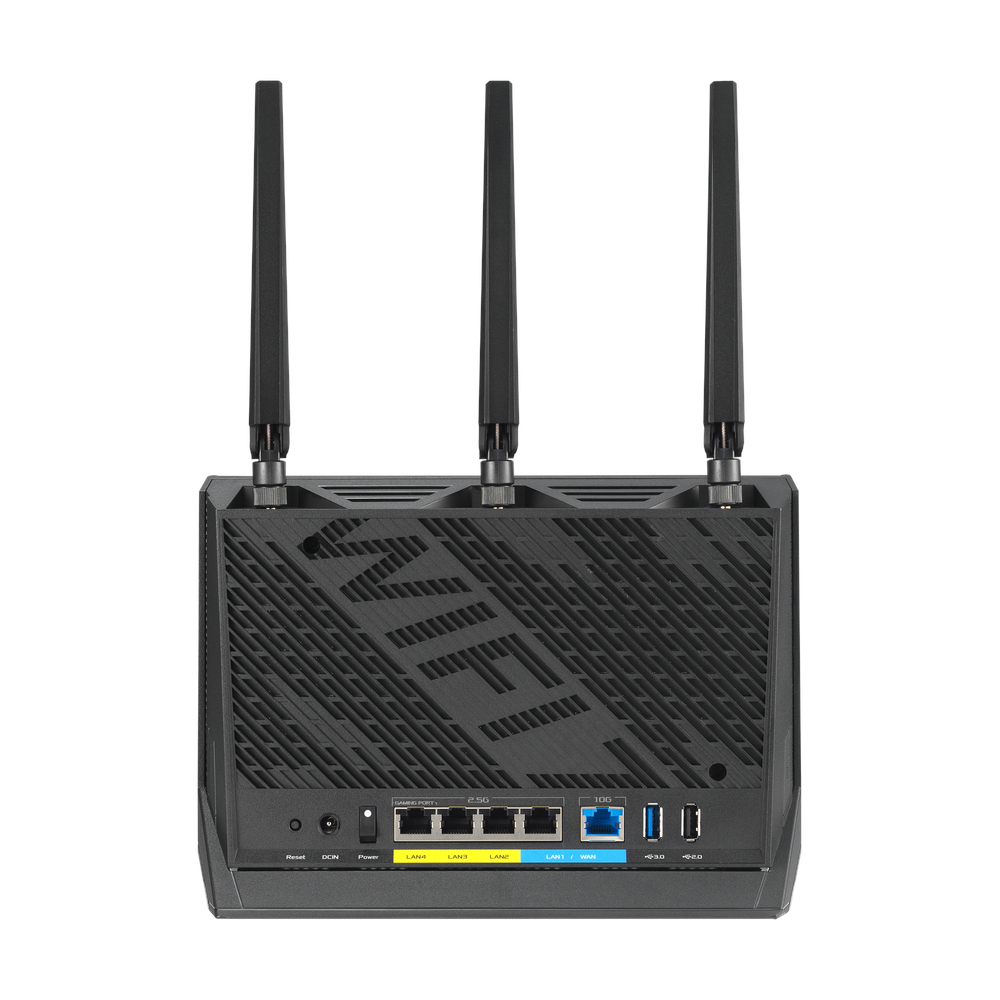 Asus BE6800 Dual-band WiFi 7 Router, 5 GHz Up to 5764 Mbps, 2.4 GHz Up to 1032 Mbps, 3 x External Antennas, 2.6 GHz Quad-Core Processor, Gaming Port & Mobile Game Mode, 1 Year Warranty | 90IG08W0-MO9A0V