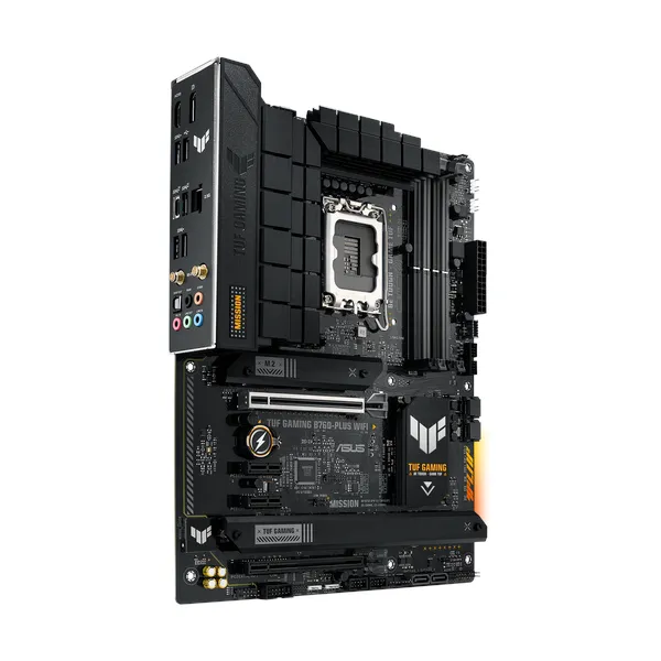 Asus TUF GAMING B760-PLUS WiFi Motherboard, LGA 1700 Socket, ATX Form Factor, DDR5 Ram, PCIe 5.0 With SafeSlot Core+, Wi-Fi 6, Bluetooth v5.2, HDMI, DisplayPort, Realtek 2.5 GB Ethernet With TUF LANGuard, Aura Sync, 1 Year Warranty | 90MB1ER0-M0EAY0