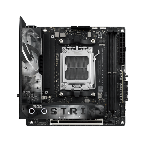 Asus ROG STRIX X870-I GAMING WiFi Motherboard, AM5 Socket, Mini-ITX Form Factor, DDR5 Ram, PCIe 5.0 With SafeSlot Core+, Wi-Fi 7, Bluetooth v5.4, Thunderbolt 4, HDMI, Intel 2.5 GB Ethernet With Asus LANGuard, ROG STRIX HIVE II, Aura Sync, 1 Year Warranty