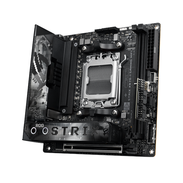Asus ROG STRIX X870-I GAMING WiFi Motherboard, AM5 Socket, Mini-ITX Form Factor, DDR5 Ram, PCIe 5.0 With SafeSlot Core+, Wi-Fi 7, Bluetooth v5.4, Thunderbolt 4, HDMI, Intel 2.5 GB Ethernet With Asus LANGuard, ROG STRIX HIVE II, Aura Sync, 1 Year Warranty