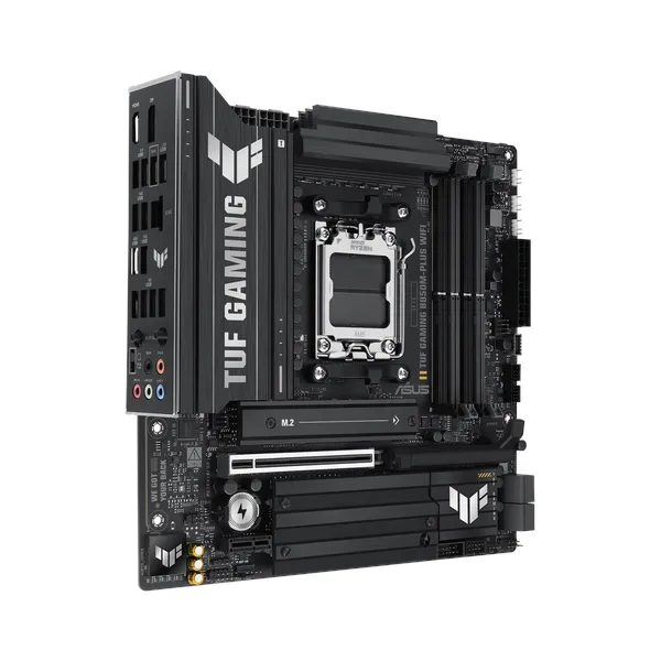 Asus TUF GAMING B850M-PLUS WiFi Motherboard, AM5 Socket, micro-ATX Form Factor, DDR5 Ram, PCIe 5.0 With SafeSlot Core+, Wi-Fi 6E, Bluetooth v5.3, HDMI, DisplayPort, Realtek 2.5 GB Ethernet With TUF LANGuard, Aura Sync, 1 Year Warranty | 90MB1IY0-M0EAY0