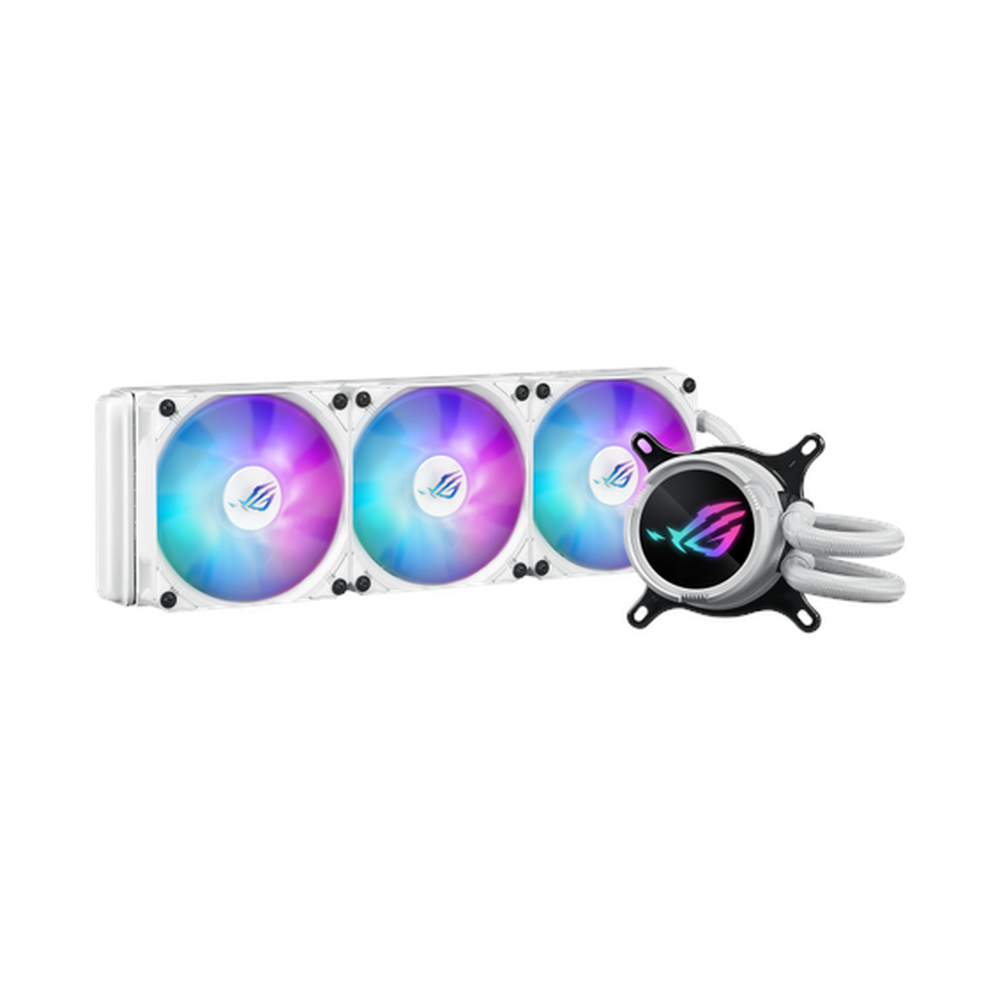 Asus ROG Strix LC III 360 ARGB AIO Liquid Cooler, 360° Rotatable Water Block, Supports Intel, AMD Sockets, White, 1 Year Warranty | 90RC00T2-M0UAY0