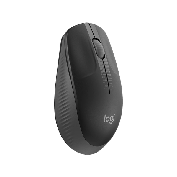 Logitech M190 Full-Size Wireless Mouse, 1000 DPI Smooth Optical Sensor, 3 (Left/Right-click, Middle click) Buttons, Line-by-Line Precision Scroll Wheel, Contoured Ambidextrous Design, Charcoal, 1 Year Warranty | 910-005905