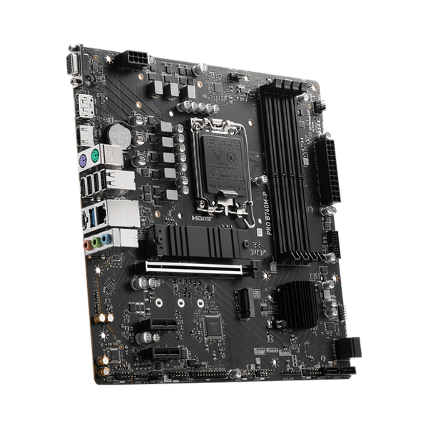 Msi PRO B760M-P Motherboard, LGA 1700 Socket, mATX Form Factor, DDR5 Ram, PCIe 4.0, USB 10 GBps, HDMI 1.4, VGA, Realtek RTL8111H Gigabit LAN, PCI-E Steel Armor, 1 Year Warranty | 911-7E02-026