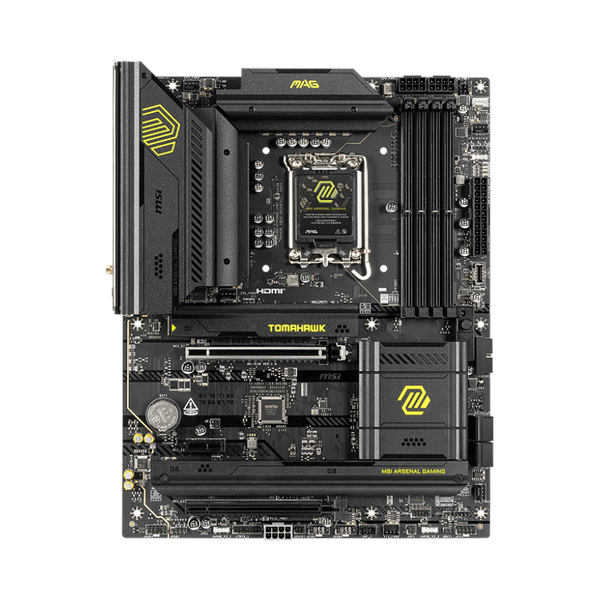 Msi MAG B860 Tomahawk WiFi Motherboard, LGA 1851 Socket, ATX Form Factor, DDR5 Ram, PCIe 5.0, Intel Killer BE1750x Wi-Fi 7 & Bluetooth 5.4, Thunderbolt4 Port, HDMI, Display Port, USB 10 GBps, Intel Killer E5000 5 GBps LAN, EZ M.2 Shield Frozr II, 1 Year