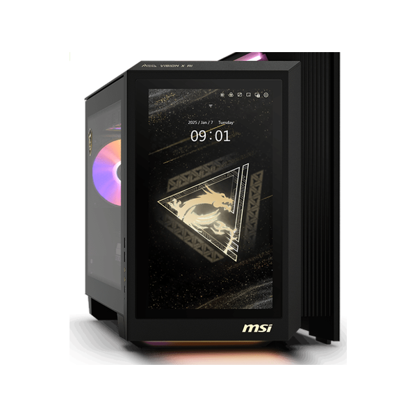 Msi MEG Vision X AI 2nd Barebone Desktop PC, Intel Core Ultra 9 285K Processor, Intel Z890 Chipset, 360mm Liquid Cooler, 13" Touchscreen Casing Display, 1200W 80 Plus Gold Power Supply, No RAM, No Storage, Black, DOS, 1 Year Warranty | 936-B92111-011