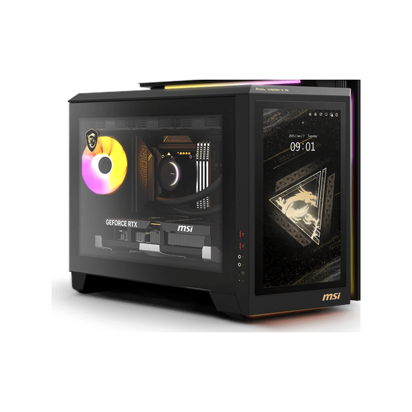 Msi MEG Vision X AI 2nd Barebone Desktop PC, Intel Core Ultra 9 285K Processor, Intel Z890 Chipset, 360mm Liquid Cooler, 13" Touchscreen Casing Display, 1200W 80 Plus Gold Power Supply, No RAM, No Storage, Black, DOS, 1 Year Warranty | 936-B92111-011