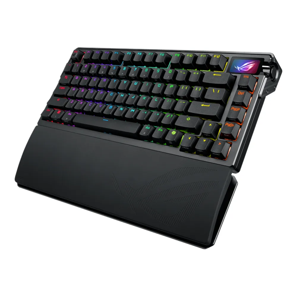Asus M702 ROG Azoth Extreme Mechanical Gaming Keyboard, Wireless, Bluetooth, USB, OLED Touchscreen Display, Per Key Customizable RGB LED Lighting, ROG NX Mechanical Switches, Anti-Ghosting with N Key Rollover, 8000 Hz Polling Rate, Black, 1 Year Warranty