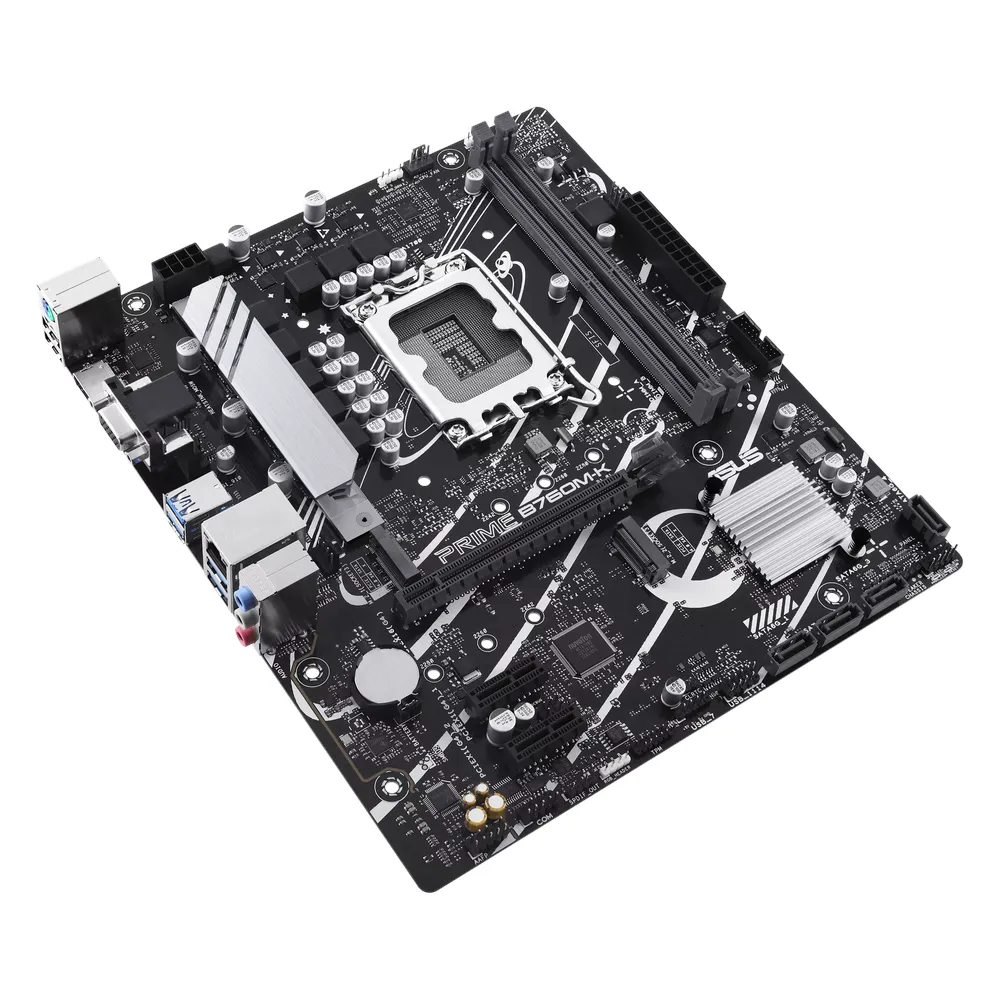 Asus PRIME B760M-K Gaming Motherboard, LGA1700 Socket, mATX Form Factor, DDR5 Ram, PCIe 4.0, USB 5Gbps, HDMI, VGA, Realtek 2.5Gb Ethernet, Aura Sync, 1 Year Warranty | 90MB1FI0-M0EAY0