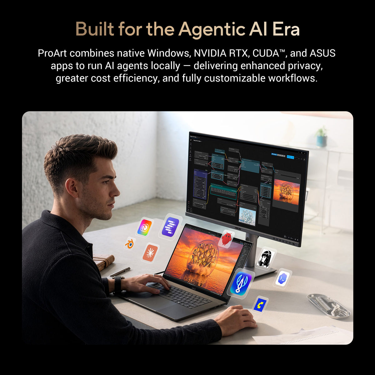 Asus ProArt P16 H7607BA Laptop, NVIDIA RTX Spark N1X 20 Core CPU, 6144 Core GPU, 32GB RAM, 1TB SSD, 16" 3K OLED 120Hz Touch Display, Windows 11 Home, English & Arabic Keyboard, Black, 1 Year Warranty | H7607BA-SR142W