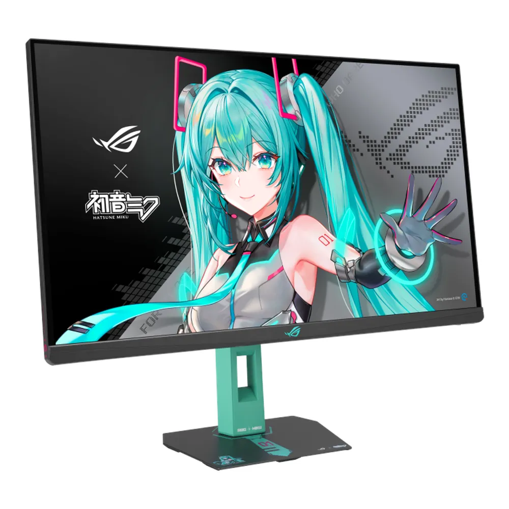 Asus ROG Strix XG27ACMEG-G Hatsune Miku Edition Gaming Monitor, 27" QHD (2560 x 1440) Resolution, 260Hz, Anti-glare, 1ms (GTG) Response Time, USB-C, HDMI, DisplayPort, Tilt/Pivot/Swivel/Height Adjustable Stand, Adaptive Sync Compatible, Black/Hatsune