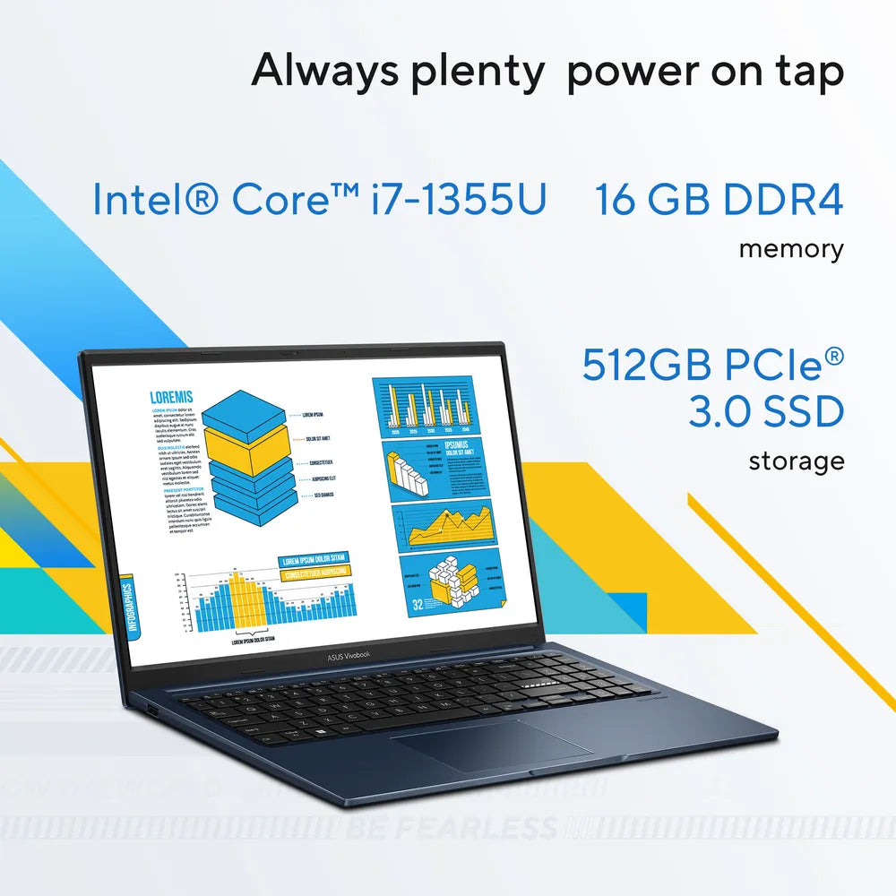 Asus Vivobook 15 Laptop, Intel Core i7-1355U Processor, 16GB RAM, 512GB SSD, 15.6" FHD Display, Windows 11 Home, English & Arabic Backlit Keyboard, Cool Silver, 1 Year Warranty | X1504VA-BQ715W