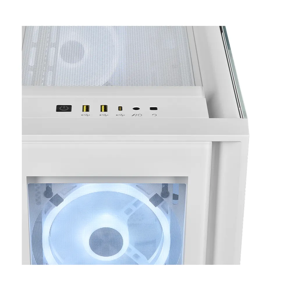 Corsair iCUE 5000X R GB QL Edition Mid-Tower ATX Case, Tempered Glass Side Window, 4 x QL120 R GB fans, 430mm GPU Support, USB 3.2 Gen 2, iCUE Lighting NodeCORE Included, White, 1 Year Warranty | CC-9011233-WW