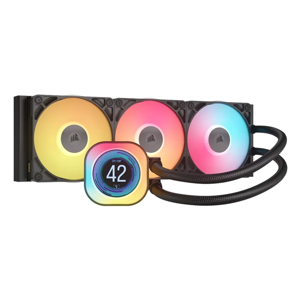 Corsair iCUE LINK TITAN 360 RX AIO Liquid Cooler, 2.1″ LCD Display, Flowdrive Cooling Engine, Supports Intel, AMD Sockets, Black, 1 Year Warranty | CW-9061023-WW