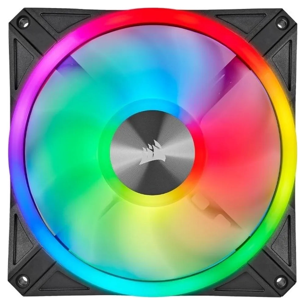 Corsair iCUE QL140 RGB Case Fan, Pack Of 2, Hydraulic Bearing, 140mm Fan Size, 1250 rpm Fan Speed, Black, 1 Year Warranty | CO-9050100-WW