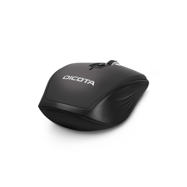Dicota Bluetooth Mouse Travel, Bluetooth v5.1, 1600 DPI High-precision Sensor, 4 (Left/Right-click, Scroll wheel with middle click, DPI switch) Buttons, Lightweight Ambidextrous Design, Black, 1 Year Warranty | D31980