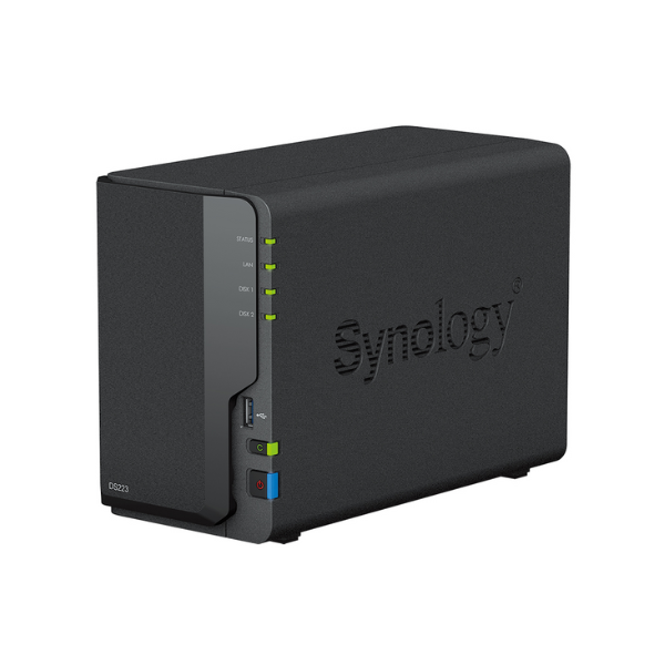 Synology DiskStation DS223 2 Bay Nas Box, 3.5" or 2.5" SATA, Realtek RTD1619B Processor, 2 GB RAM, 55.19 BTU/hr, RJ-45, USB 3.2, 2 Year Warranty | DS223