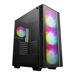 DeepCool MATREXX 55 V4 C Mid Tower PC Casing, Tempered Glass Panels, 4 ARGB Preinstalled Fans, 370mm GPU Support, USB 3.0, Black, 1 Year Warranty | R-MATREXX55-BCADA4-G