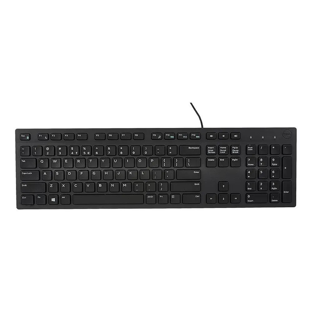 Dell KB216 Wired Keyboard, 100% Layout with Number Pad, Plunger Keys Type, Multimedia Keys, Black, 1 Year Warranty | Dell-USB-KB216