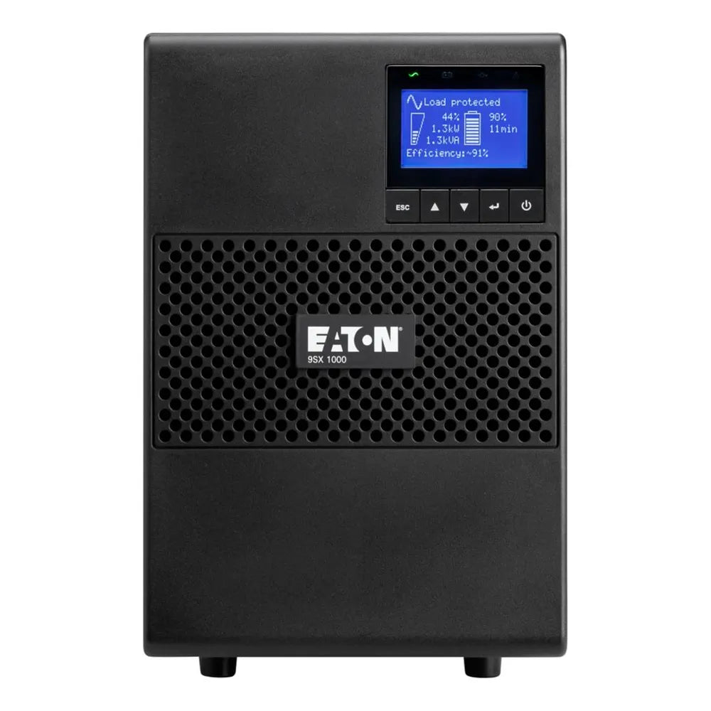 Eaton 9SX UPS, 1000 VA, 900 W, Tower Form Factor, Sine Wave Output Waveform, C14 Input Connection, Multilingual Graphical LCD Display, Sealed, Lead-Acid Battery, 1 Year Warranty | 9SX1000I