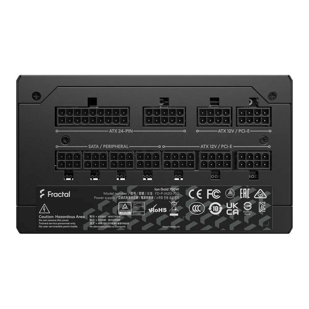 Fractal Design Ion 80 Plus Gold Power Supply, 750W, Fully Modular, ATX, Black, 1 Year Warranty | FD-P-IA2G-750