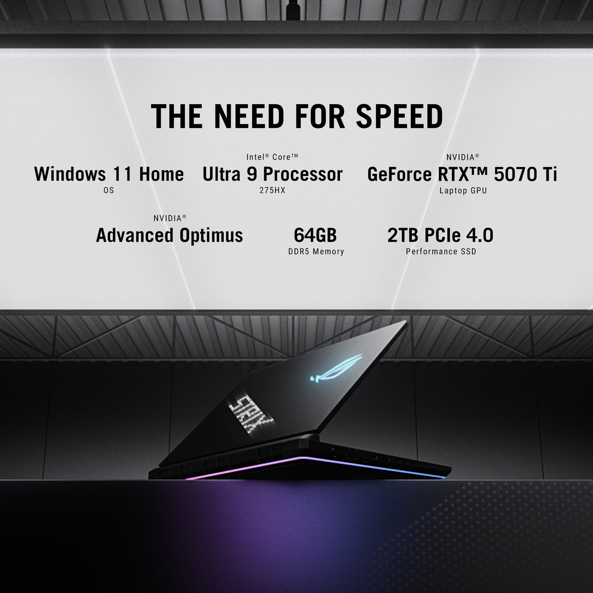 Asus ROG Strix SCAR 18 Intel Core Ultra 9 275HX Processor, 64 GB RAM, 2TB SSD, 12 GB NVIDIA RTX 5070 Ti, 18" 2.5K WQXGA 240Hz Display, Windows 11 Home, English & Arabic Keyboard, 2 Year Warranty | G835LR-SA040W