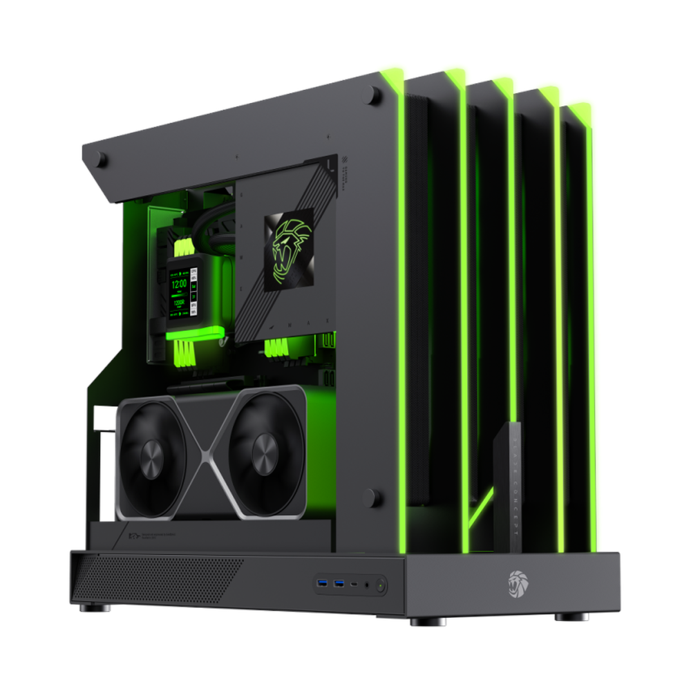 Gamemax BLADE CONCEPT ATX PC Case, Metal Open Air Design With Aggresive Claw-Style R GB Lighting, 400mm GPU Support, USB 3.2 Gen 2, Black, 1 Year Warranty | GM-BLADE-CONCEPT