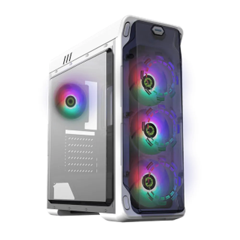 Gamemax Starlight FR GB ATX PC Case, Front & Side Polymethyl Methacrylate (PMMA) Panel, 4 x 120mm FR GB Fans, 360mm GPU Support, USB 3.0, White, 1 Year Warranty | GM-STARLIGHT-FR GB-WT