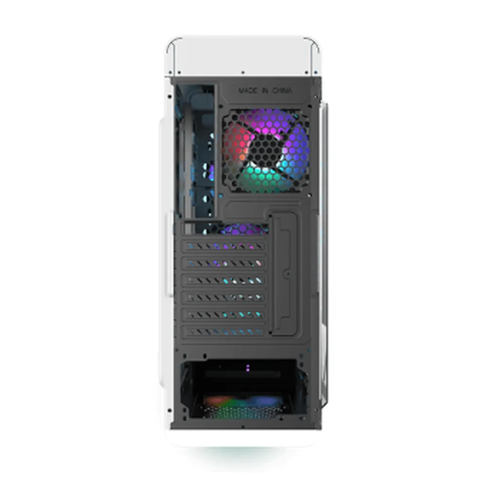 Gamemax Starlight FR GB ATX PC Case, Front & Side Polymethyl Methacrylate (PMMA) Panel, 4 x 120mm FR GB Fans, 360mm GPU Support, USB 3.0, White, 1 Year Warranty | GM-STARLIGHT-FR GB-WT
