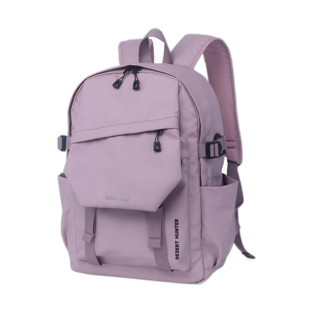 Genuine DesertHunter Laptop Backpack, Fits up to 15.6” Laptops, Durable Polyester Build, Water-Resistant Fabric, All-Black Zipper Pullers, Carry Strap, Purple, 1 Year Warranty | GN-B230963PL