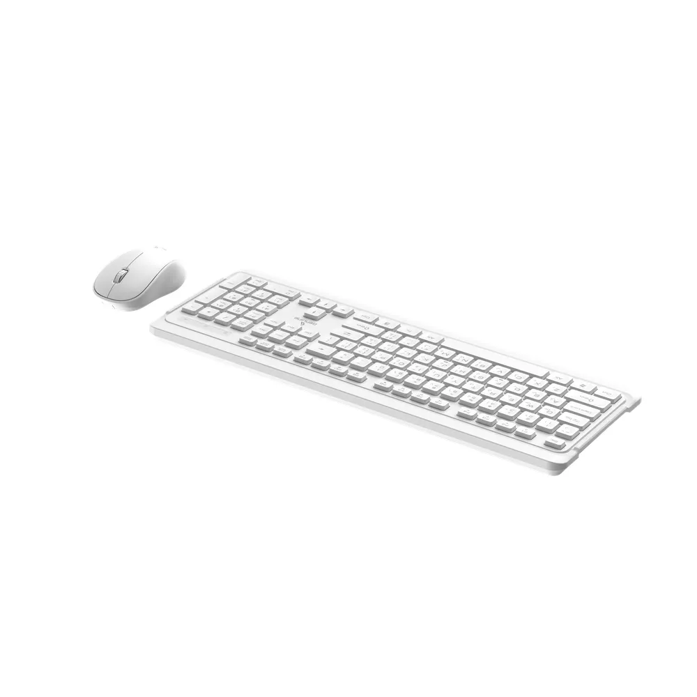 Genuine GN-KM232W Wireless English & Arabic Keyboard & Mouse Combo, Full-Size Slim Keyboard with Removable Keycaps, Power Saving Function, Low Power Indicator, 1000 DPI Optical Mouse with Ergonomic Design, White, 1 Year Warranty | GN-KM232W