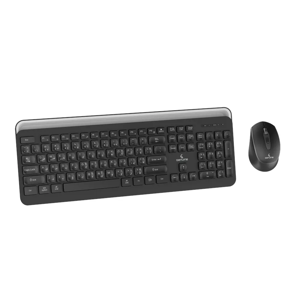 Genuine GN-KM232WBT Wireless & Bluetooth English & Arabic Keyboard & Mouse Combo, Dual Mode (2.4G + Bluetooth), FN Multimedia Keys, Ergonomic Design, 6-Button Mouse with DPI-1600, Black, 1 Year Warranty | GN-KM232WBT