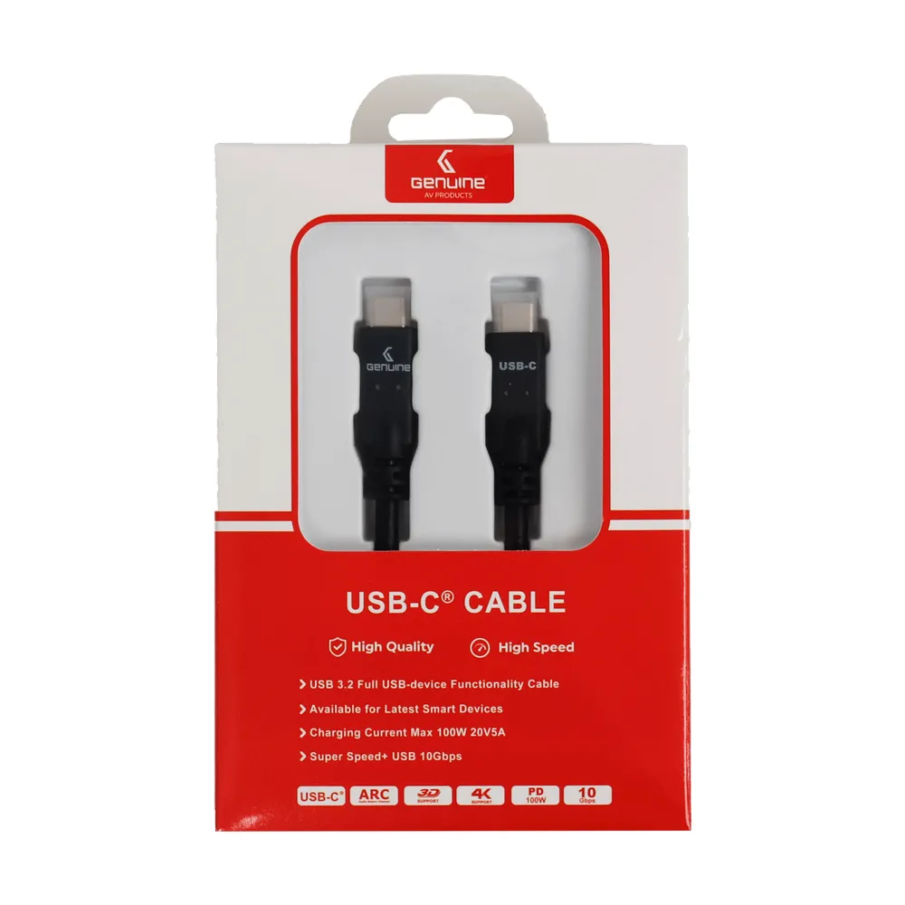 Оригинальный кабель USB 3.2 Gen2, длина 1,5 м, мощность 100 Вт, скорость передачи данных 10 Гбит/с, черный, гарантия 1 год | GN-USBC1.5M-BK