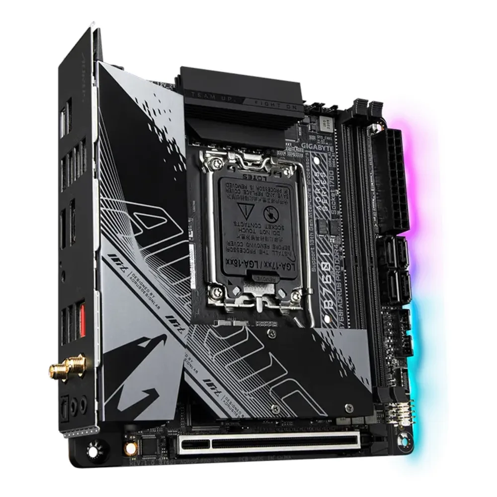 Gigabyte B760I AORUS PRO DDR4 Motherboard, LGA1700 Socket, Mini-ITX Form Factor, DDR4 Ram, PCIe 4.0, Killer Wi-Fi 6, Bluetooth v5.3, HDMI, DisplayPort, Intel 2.5Gb Ethernet, USB 3.2 Gen 2 Type-C, 1 Year Warranty | B760I-AORUS-PRO-DDR4