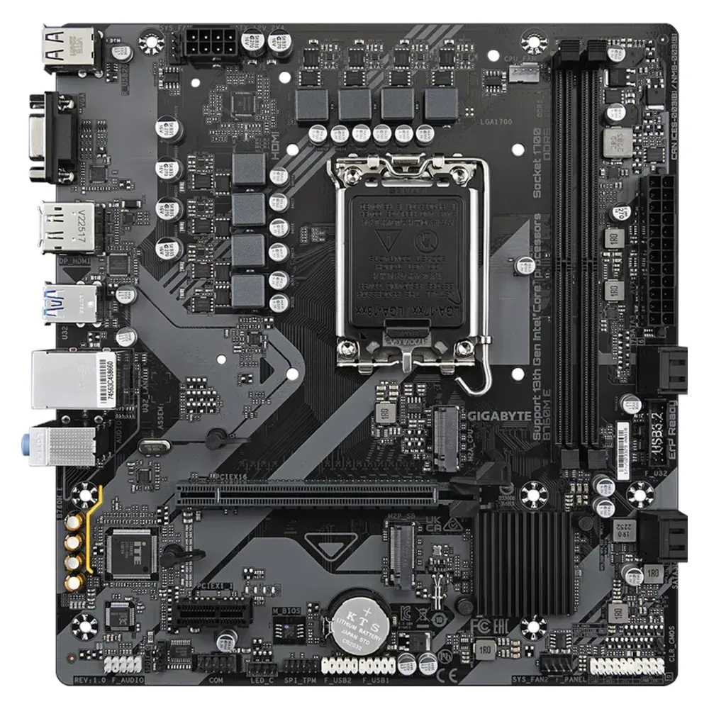 Gigabyte B760M E Motherboard, LGA1700 Socket, mATX Form Factor, DDR5 Ram, PCIe 4.0, HDMI, DisplayPort, D-Sub, Realtek GbE Ethernet, 1 Year Warranty | B760M-E