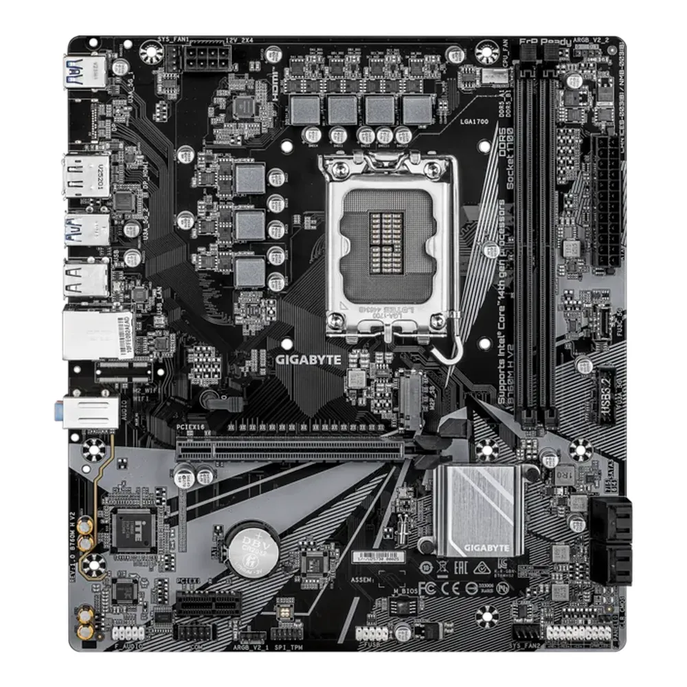 Gigabyte B760M H V2 Motherboard, LGA1700 Socket, mATX Form Factor, DDR5 Ram, PCIe 4.0, HDMI, DisplayPort, Realtek GbE Ethernet, 1 Year Warranty | B760M-H-V2