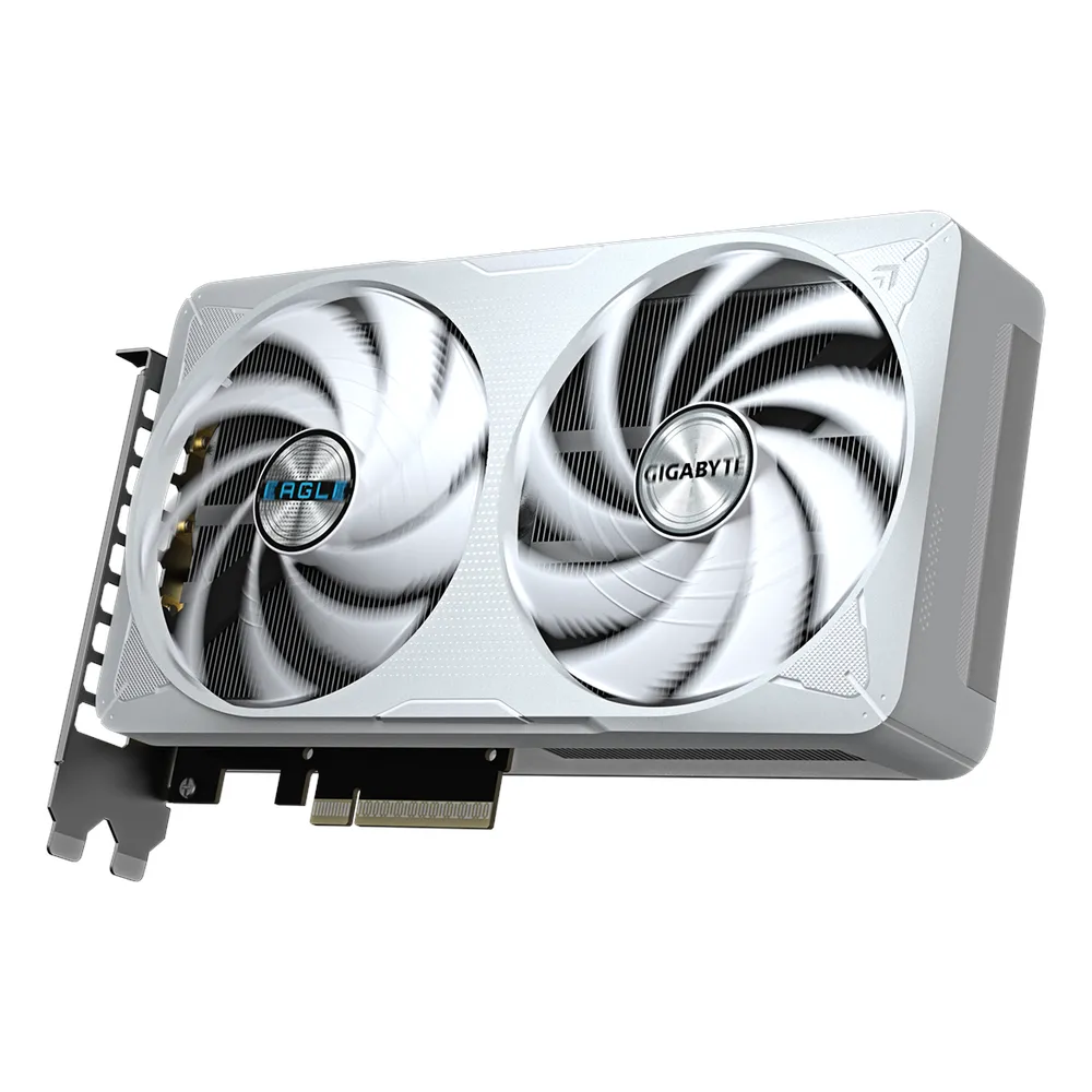 Gigabyte EAGLE OC ICE GeForce RTX 5060 Ti Graphics Card, GDDR7 8GB 128-bit Memory, HDMI 2.1b & DP 2.1b Outputs, PCI Express 5.0, 2617 MHz Core Clock, 28 Gbps Memory Clock, Dual Windforce Hawk Fans, White, 1 Year Warranty | GV-N506TEAGLE-OC-ICE