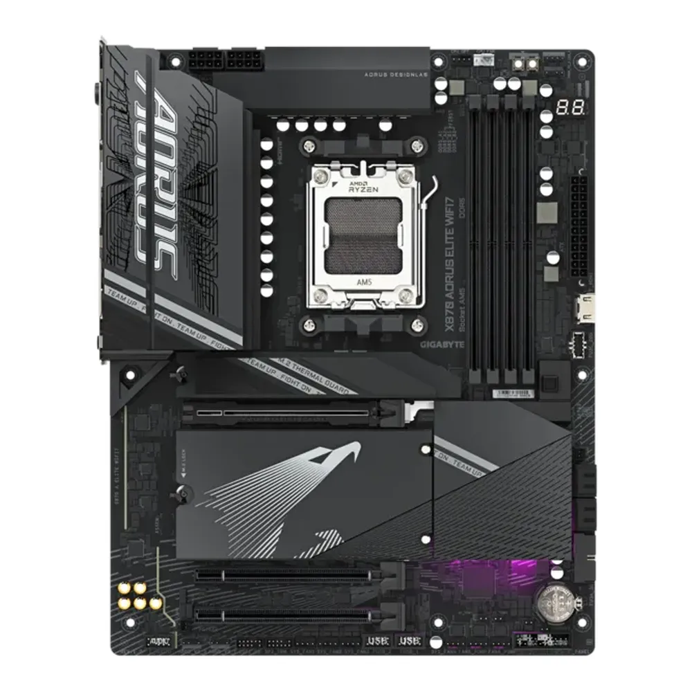 Gigabyte X870 AORUS ELITE WIFI7 Motherboard, Socket AM5, ATX Form Factor, DDR5 Ram, PCIe 5.0, Wi-Fi 7, Bluetooth v5.4, HDMI, Dual USB4 Type-C, Realtek 2.5Gb Ethernet, 1 Year Warranty | X870-A-ELITE-WIFI7
