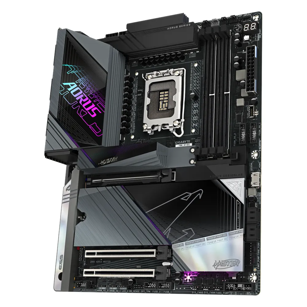 Gigabyte Z890 AORUS MASTER Motherboard, LGA1851 Socket, ATX Form Factor, DDR5 Ram, PCIe 5.0, Wi-Fi 7, Bluetooth v5.4, Dual Thunderbolt 4, Marvell 10Gb Ethernet, 1 Year Warranty | Z890-AORUS-MASTER