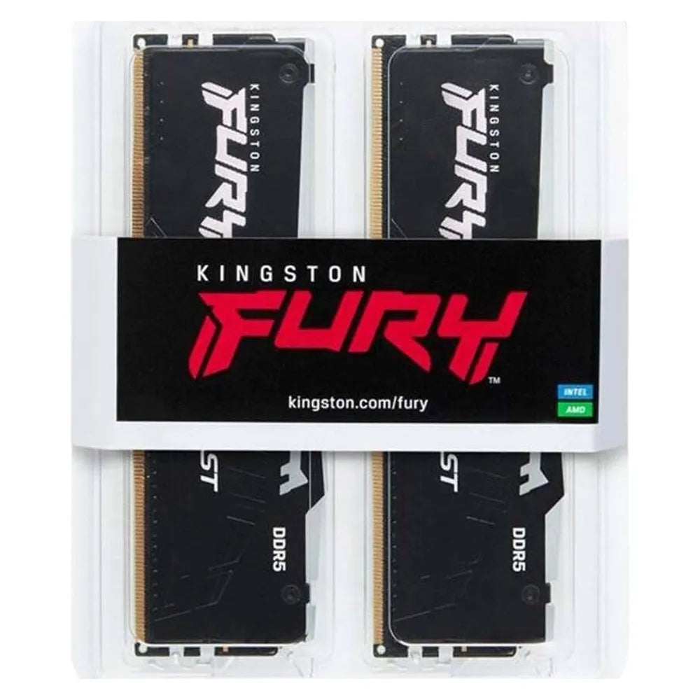 Kingston Fury Beast RGB Memory Kit, 16GB (2x8GB), DDR5 DRAM, 5600 MT/s, CL-40, Heat Spreader, Black, 1 Year Warranty | KF556C40BBAK2-16