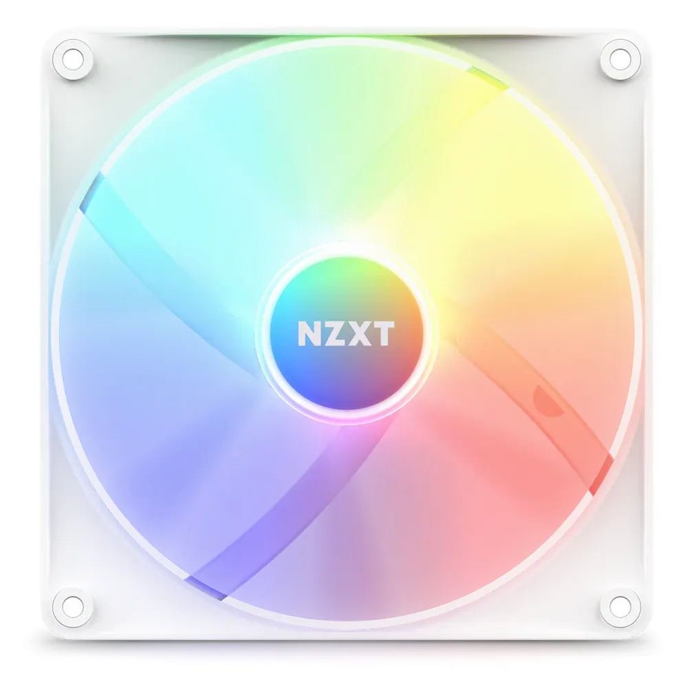 NZXT F140 RGB Core Case Fan, Fluid Dynamic Bearing, 140mm Fan Size, 1800 rpm Fan Speed, 8 Individually Addressable LEDs, White, 1 Year Warranty | RF-C14SF-W1