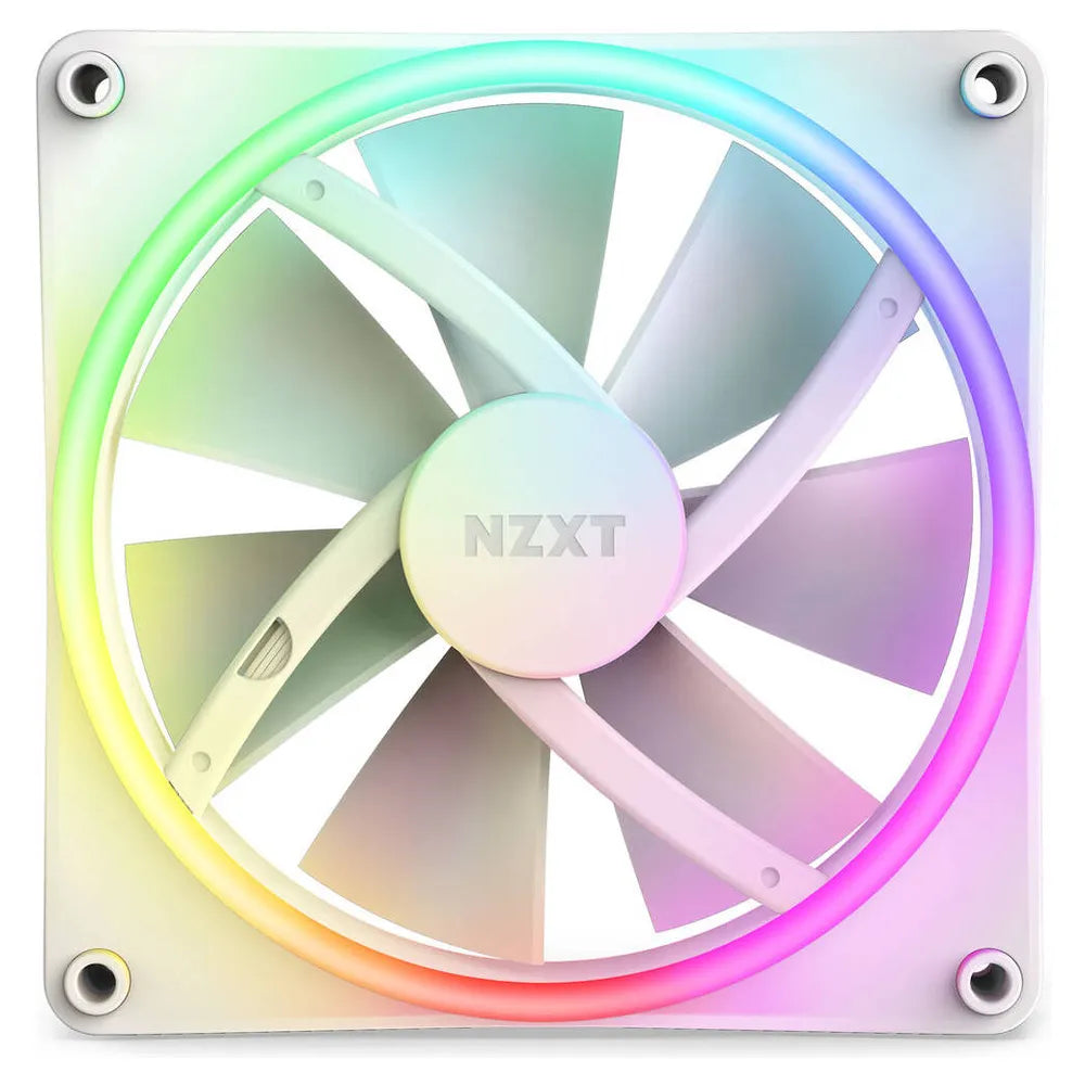 NZXT F140 RGB Duo Case Fans with RGB Controller, Pack Of 2, Fluid Dynamic Bearing, 140mm Fan Size, 1800 rpm Fan Speed, Addressable RGB LED Lighting, White, 1 Year Warranty | RF-D14DF-W1