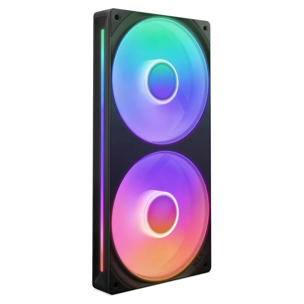 NZXT F240 RGB Core Single-Frame RGB Fan Unit, 2 x Fans, Fluid Dynamic Bearing, 240mm Frame Size, 2400 rpm Fan Speed, Addressable RGB LED Lighting, Black, 1 Year Warranty | RF-U24HF-B1