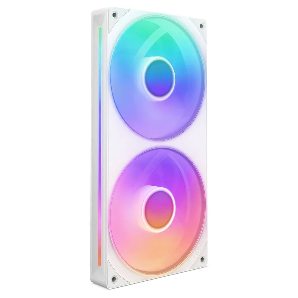 NZXT F240 RGB Core Single-Frame RGB Fan Unit, 2 x Fans, Fluid Dynamic Bearing, 240mm Frame Size, 2400 rpm Fan Speed, Addressable RGB LED Lighting, White, 1 Year Warranty | RF-U24HF-W1